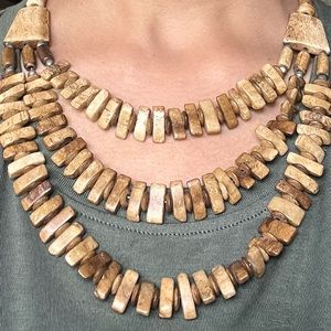 Tribal Wooden Triple Layer Necklace